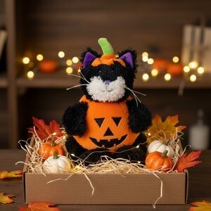 Black Pumpkin Cat Plush by PBC Polyester Fill